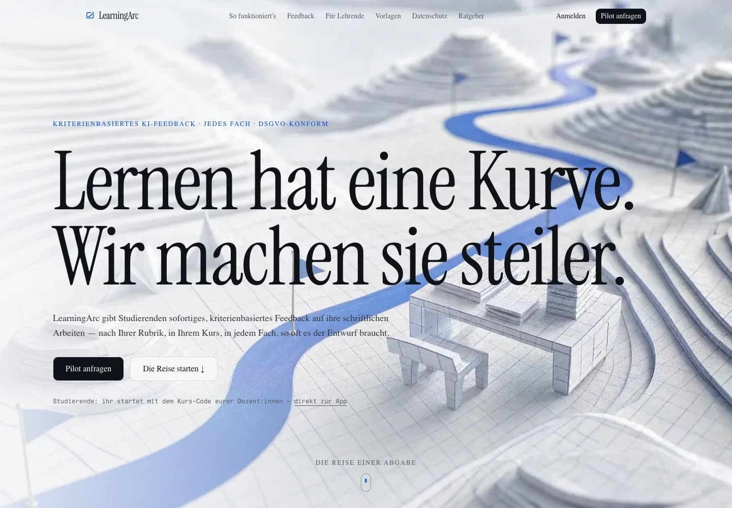 Einblick in die Website von LearningArc