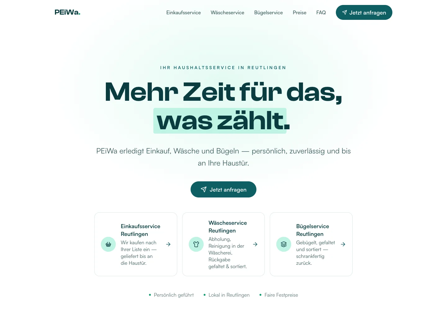 Einblick in die Website von PEiWa